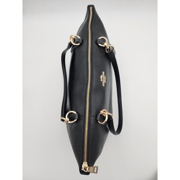 Coach Ava Tote Crossgrain Black Leather Shoulder Bag with Gold F57526 - Picture 5 of 15